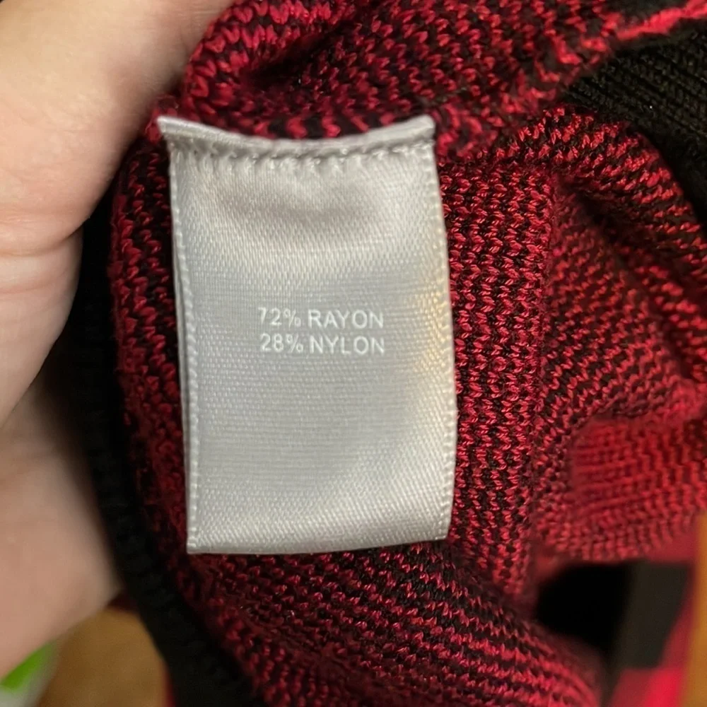 Marled red and black checker sweater